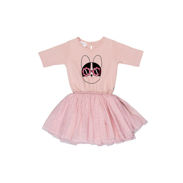 HUXBABY FLOWER FRENCHIE BALLET DRESS ROSE DUST