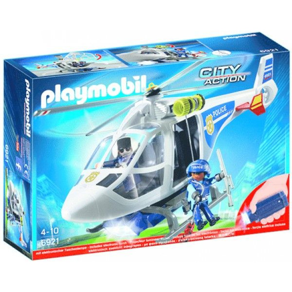Playmobil 6921 police 2025 helicopter with led searchlight