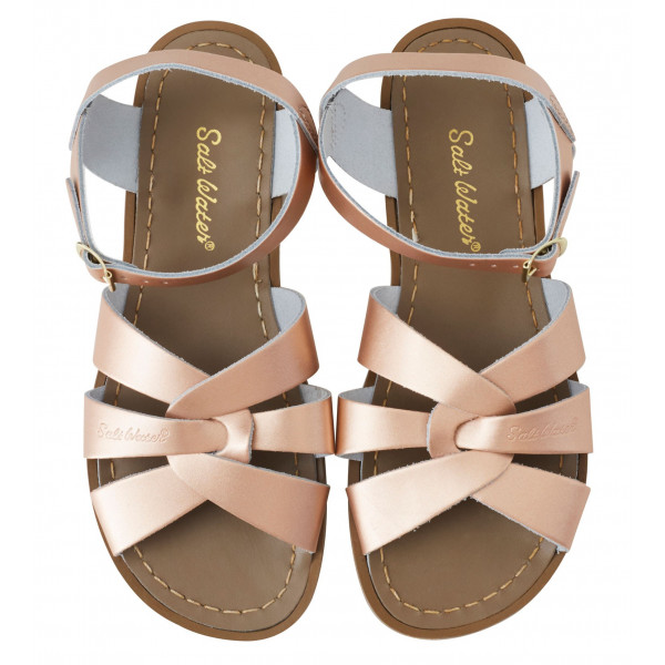 double strap sandals rose gold