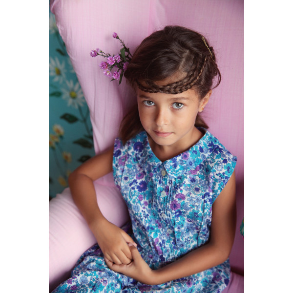 COCO & GINGER DRESS CINNAMON ASTER OCEAN BLUE 