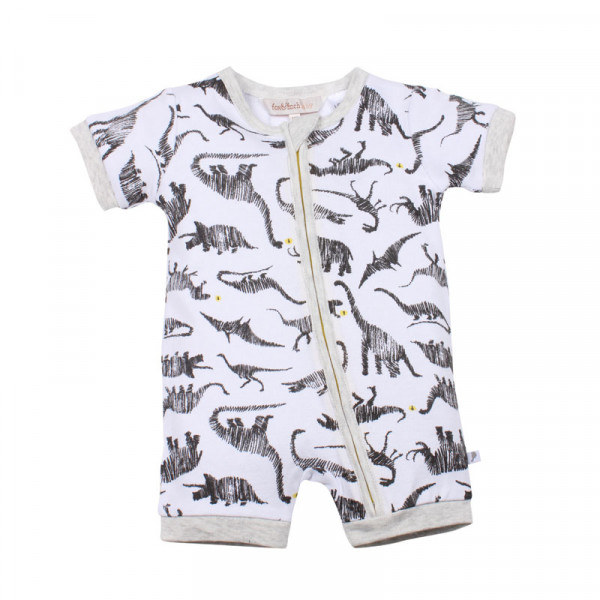 FOX AND FINCH DENVER S/S DINOSAUR ZIP ROMPER 