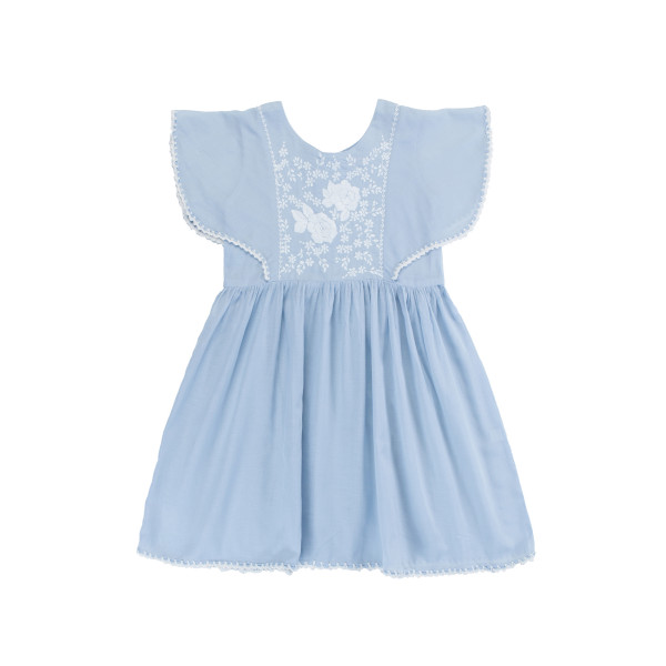 COCO & GINGER GARNETT DRESS DUSK BLUE HAND STITCH AND CROCHET