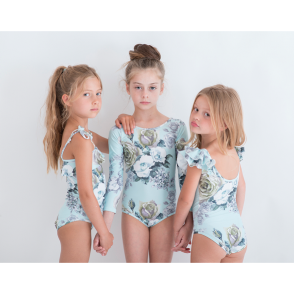 LITTLE HEARTS LUXE FRILL MINT ROSE LEOTARD