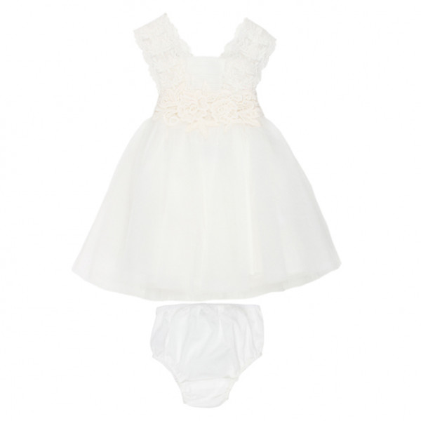 TULLE AND LACE DRESS WITH BACK BOW