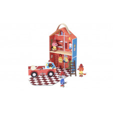 KROOOM FIRE STATION TRAVEL PLAYSET PRINTED CARDBOARD