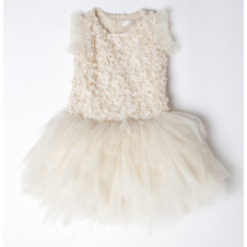 TIARA PETAL EMBELLISHED TUTU DRESS CREAM