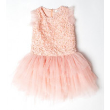 TIARA PETAL EMBELLISHED TUTU DRESS PEACH