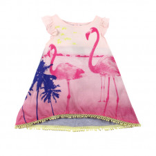 BEBE WAIKIKI FLAMINGOS ON BEACH DRESS 