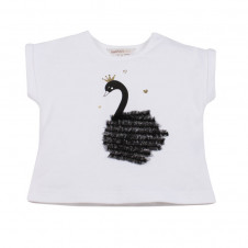 FOX AND FINCH JOLIET BLACK SWAN WHITE TEE