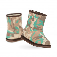 EMU KIDS BRUMBY WATERPROOF CAMO GREEN MERINO WOOL BOOTS