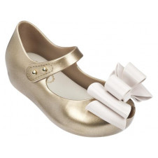 MINI MELISSA SWEET III ULTRAGIRL GOLD METALLIC & BEIGE BOW