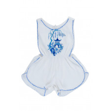 COCO & GINGER POET SUNSUIT EGGSHELL BLUE PAGODA HAND STITCH