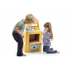 KROOOM KITCHEN PLAYSET PRINTED CARDBOARD AND WOODEN ACCESSORIES