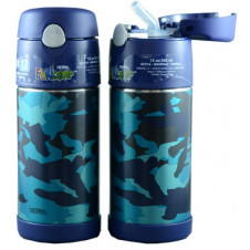 THERMOS FUNTAINER 355ML DRINK BOTTLE BLUE CAMO