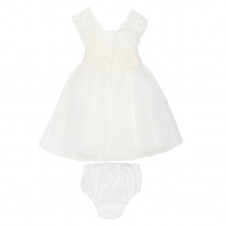 TULLE AND LACE DRESS WITH BACK BOW